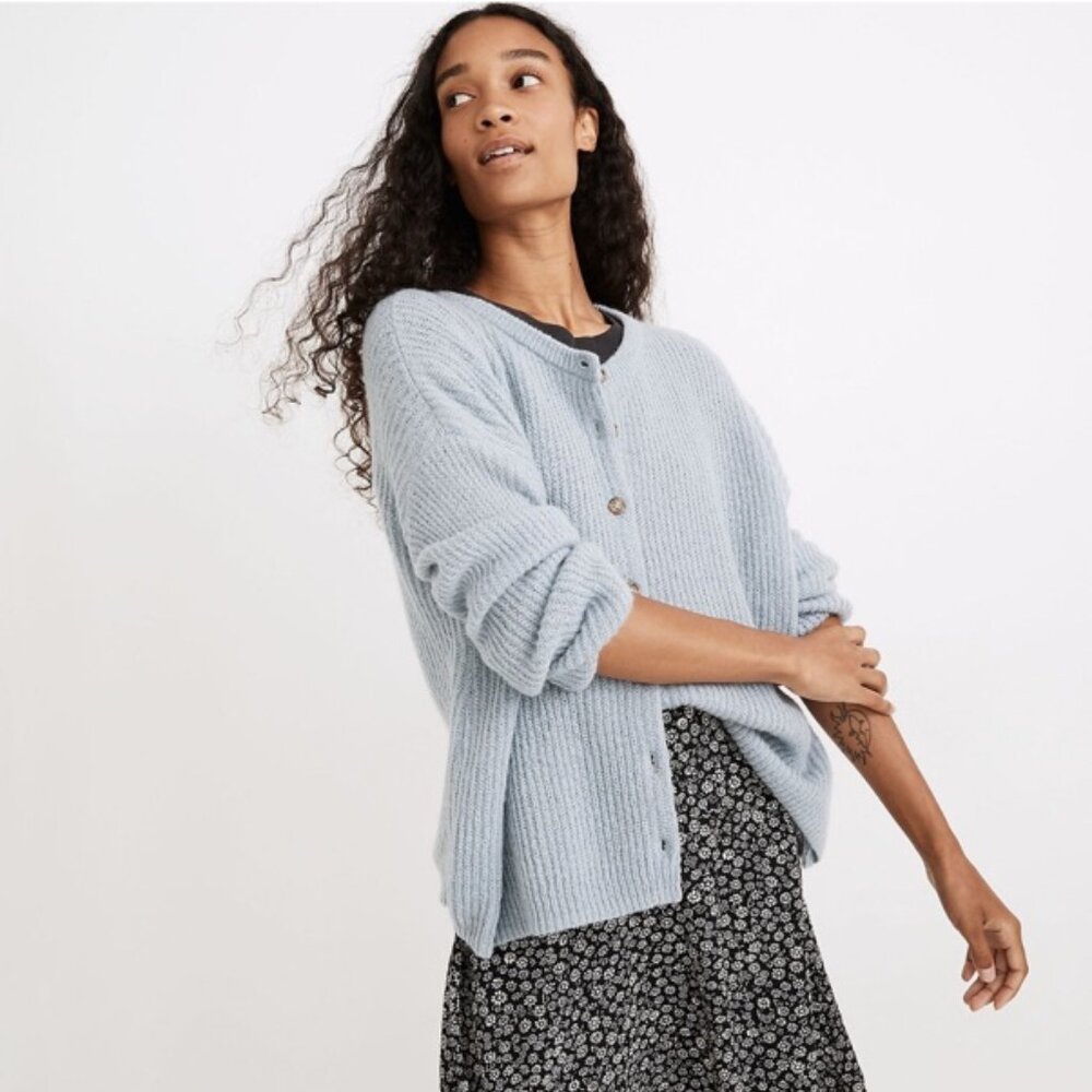 Madewell Bellaire Cardigan in Dusty Pool XS
